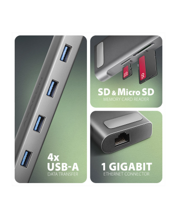 no name Koncentrator wieloportowy AXAGON HMC-10HLS, 4x USB-A i 2x USB-C, HDMI 4K/60Hz, RJ-45, SD/microSD, PD 100W nr 1