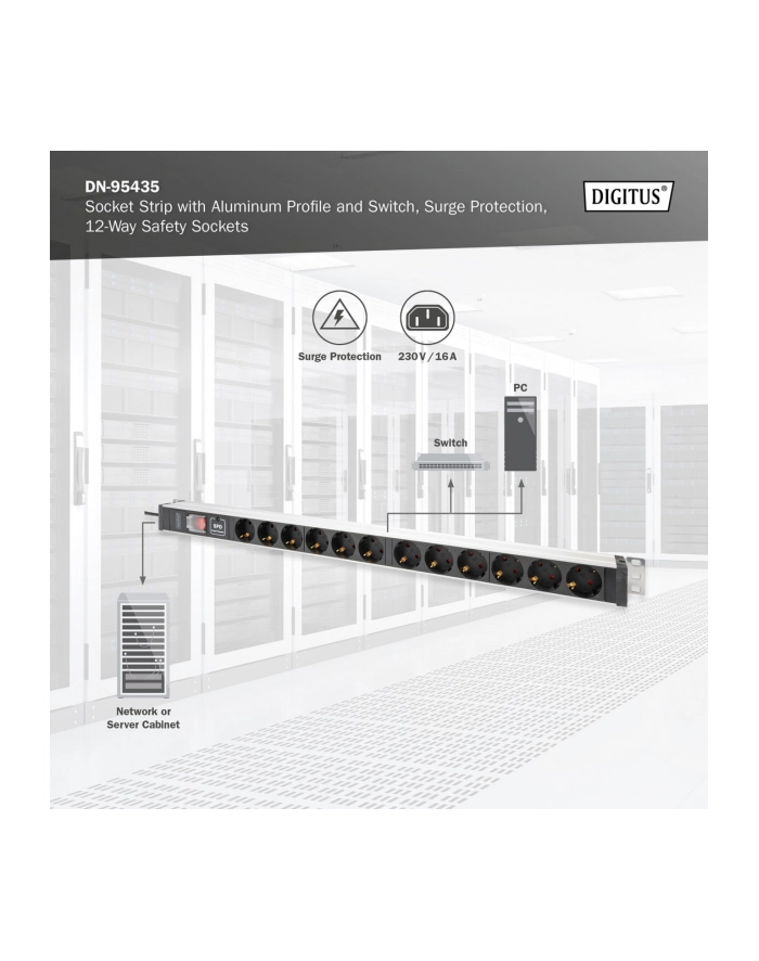 Digitus ZUB 1HE Aluminium PDU Rack Mount 50/60Hz (DN95435) główny