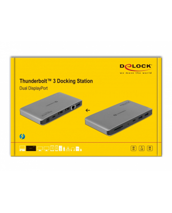 Delock Stacja/replikator Thunderbolt 3 docking station 8K gy - DUAL DisplayPort / USB / C / SD / LAN (87777)