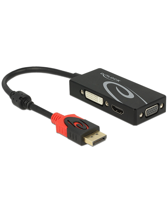 Delock Displayport Adapter 1.2 Męski > Vga / Hdmi Dvi Żeński 4K Pasywny Czarny główny