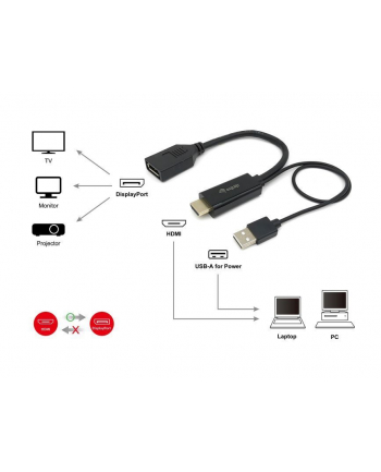 Equip 119039 Hdmi Adapter Displayport St/Bu 015 M 4K/60Hz/Czarny