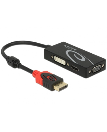 Delock Displayport Adapter 1.2 Męski > Vga / Hdmi Dvi Żeński 4K Pasywny Czarny