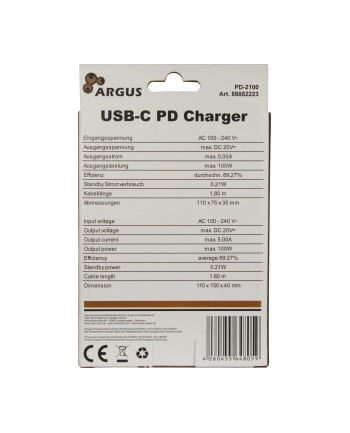 Inter-Tech Zasilacz do laptopa Argus PD-2100 USB Typ-C PD Ladegerät 1 (88882223)