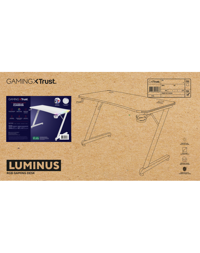 Trust Gxt709W Luminus Rgb Desk - White Biurka Gamingowe (25328) główny