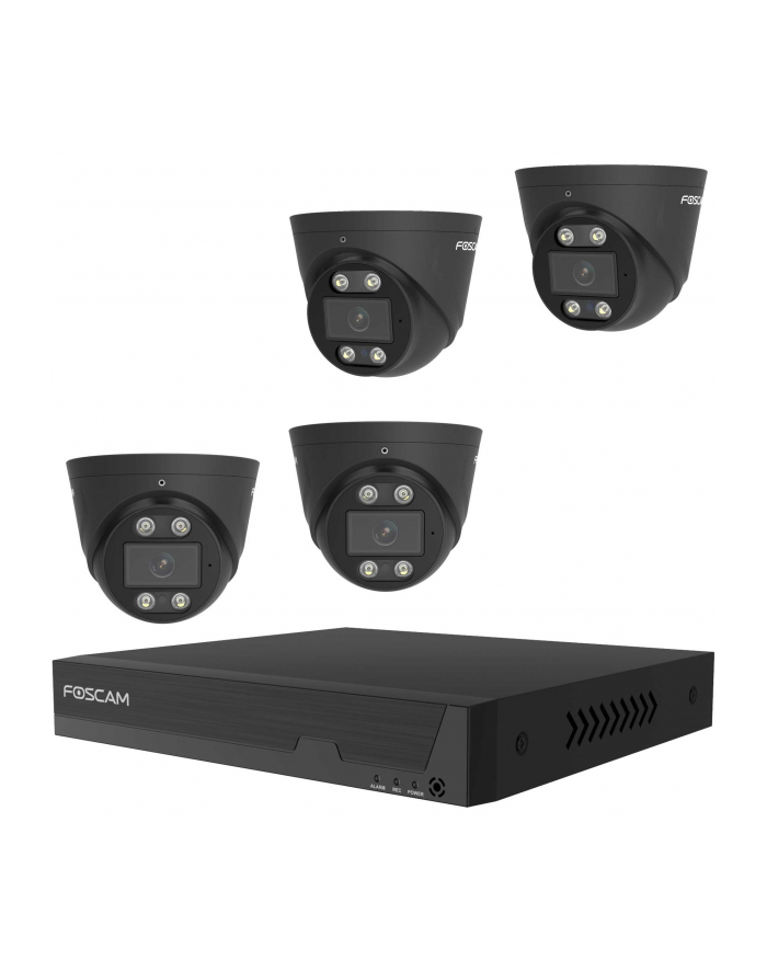 Foscam Fna108E-T4-2T Black Lan Ip-Zestaw Monitorujący 8-Kanałowy Z 4 Kamerami 3840x2160 Px główny