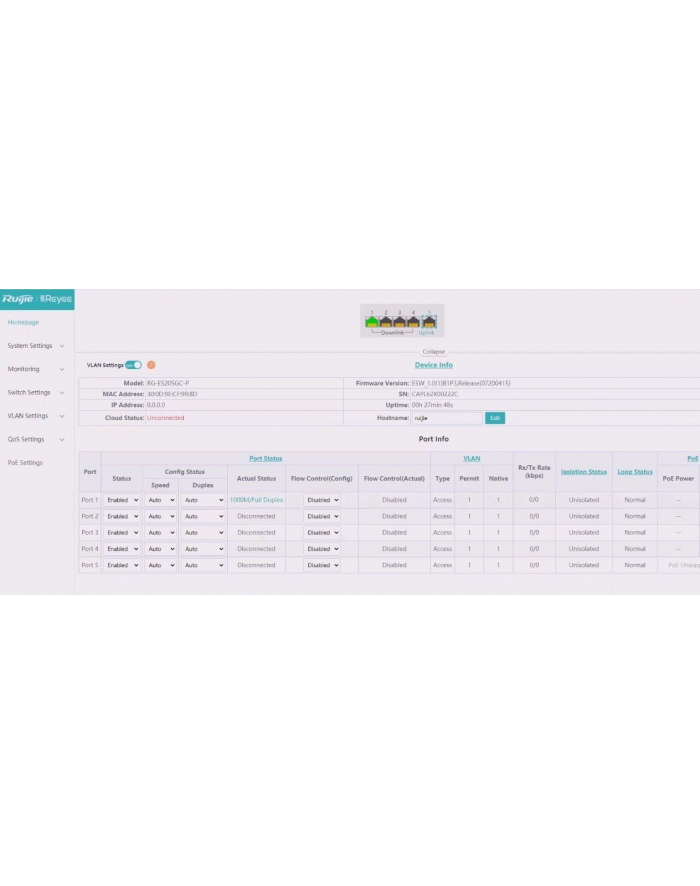 Ruijie RG-ES205GC 5-PORTOWY REYEE (RGES205GC) główny