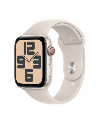 Apple Watch SE GPS+Cellular Koperta 44mm Z Aluminium W Kolorze Księżycowej Poświaty Z Opaską Sportową W Kolorze Księżycowej Poświaty (MRGX3QCA)