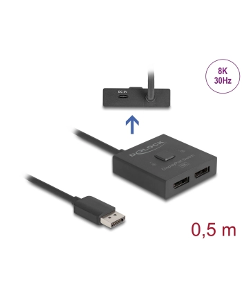 DeLOCK DisplayPort Switch 2 > 1 bidirectional 8K (Kolor: CZARNY, 50cm)