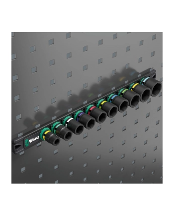 Wera 9607 Nut magnetic strip B Impaktor 1 socket wrench set 3/8 (Kolor: CZARNY/green, 10 pieces, for impact wrenches) nr 1