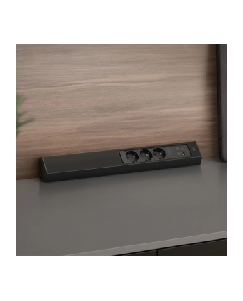 Bachmann CASIA 2 3-way power strip + USB charger, long, wall or corner mounting (Kolor: CZARNY, 2 meter cable, 1x USB-A, 1x USB-C) nr 1