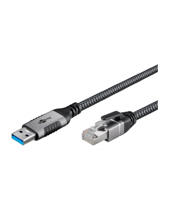 goobay Ethernet cable USB-A 3.2 Gen1 male > RJ-45 male, LAN adapter (Kolor: CZARNY/silver, 2 meters)