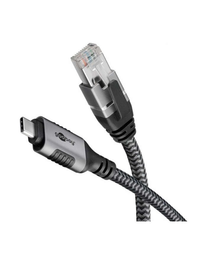 goobay Ethernet cable USB-C 3.2 Gen1 plug > RJ-45 plug, LAN adapter (Kolor: CZARNY/silver, 10 meters) główny