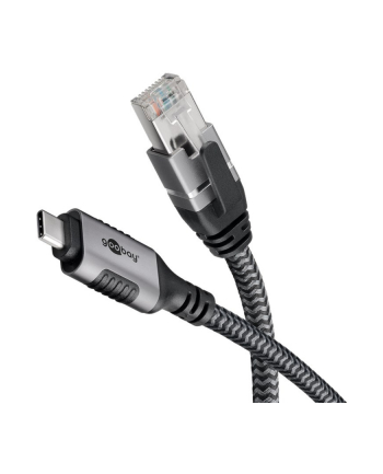 goobay Ethernet cable USB-C 3.2 Gen1 plug > RJ-45 plug, LAN adapter (Kolor: CZARNY/silver, 10 meters)