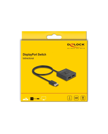 DeLOCK DisplayPort Switch 2 > 1 bidirectional 8K (Kolor: CZARNY, 50cm)