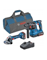 bosch powertools Bosch combo set cordless angle grinder GWS 18V-7 + cordless hammer drill GBH 18V-22, tool set (blue, 2x Li-ion battery 4.0Ah, tool bag) - nr 1