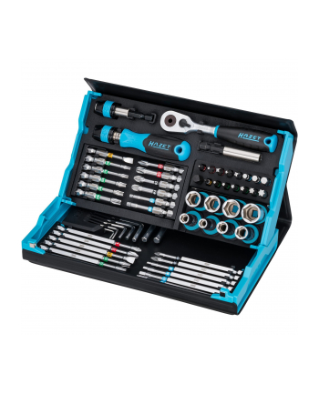 Hazet SmartCase socket and bit set 2200SC-32, 59 pieces (Kolor: CZARNY/blue, 1/4, with reversible ratchet)