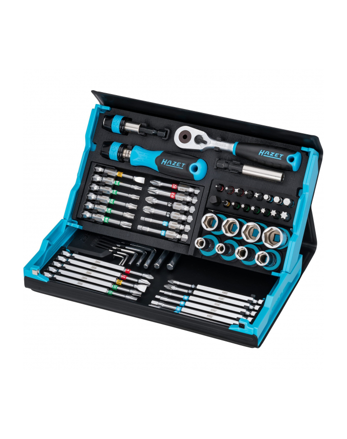 Hazet SmartCase socket and bit set 2200SC-32, 59 pieces (Kolor: CZARNY/blue, 1/4, with reversible ratchet) główny