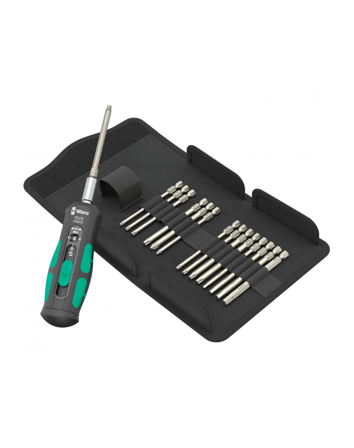 Wera torque screwdriver 7515/16 Kraftform Safe-Torque Speed Universal 1 (Kolor: CZARNY/green, 16 pieces, in robust folding bag) główny