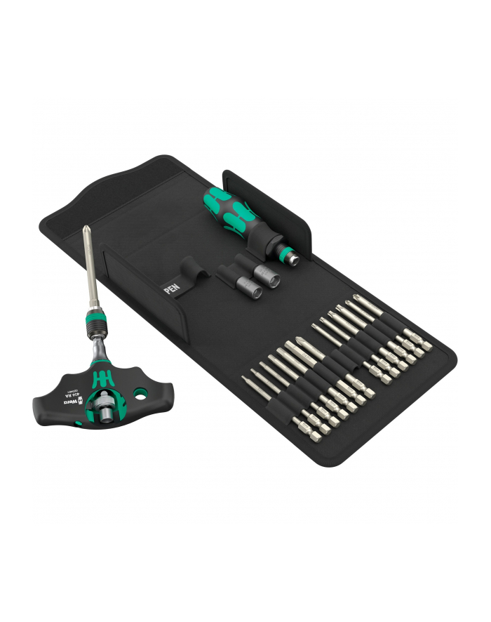 Wera Kraftform Kompakt 400 RA SHK Set 1, with ratchet function, bit set (Kolor: CZARNY/green, 1/4, 19 pieces) główny