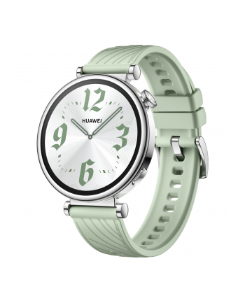 Smartphome Huawei Watch GT4 41mm (Aurora-B19FG), Smartwatch (silver/green, fluoroelastomer strap in green)