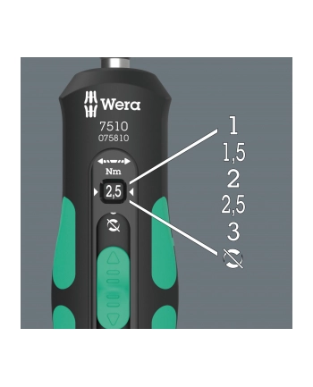 Wera torque screwdriver 7510 Kraftform Safe-Torque Speed (Kolor: CZARNY/green, 1/4 hexagon, 1-3 Nm) nr 2