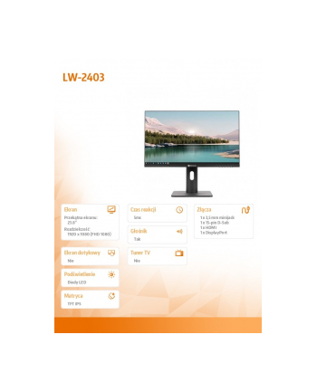 Monitor AG NEOVO 23,8 cala LW-2403 HDMI  VGA