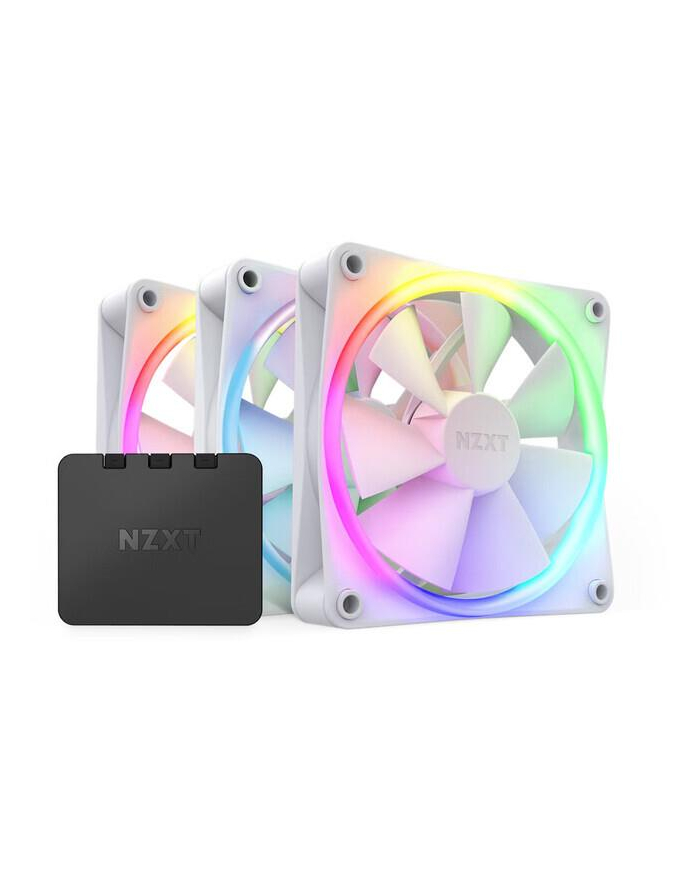 Zestaw 3 Wentylatory NZXT F120 RGB Kontroler Biały główny