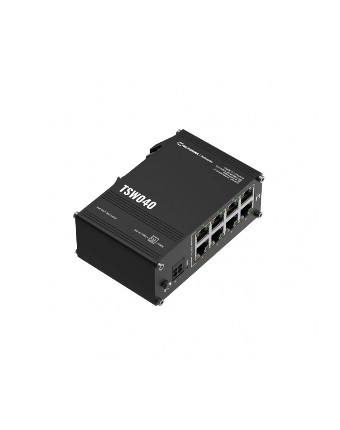 teltonika Przełącznik niezarządzalny Industrial switch TSW040 8xPoE+, 8x10/100 Eth, DIN główny