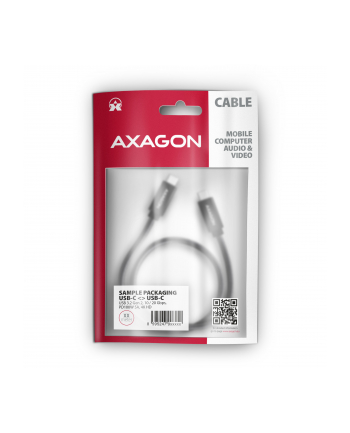 axagon BUCM32-CM15A Kabel USB-C - USB-C 3.2 Gen 2, 1.5m, PD 100W, 5A, 4K HD, ALU, oplot, czarny nr 2