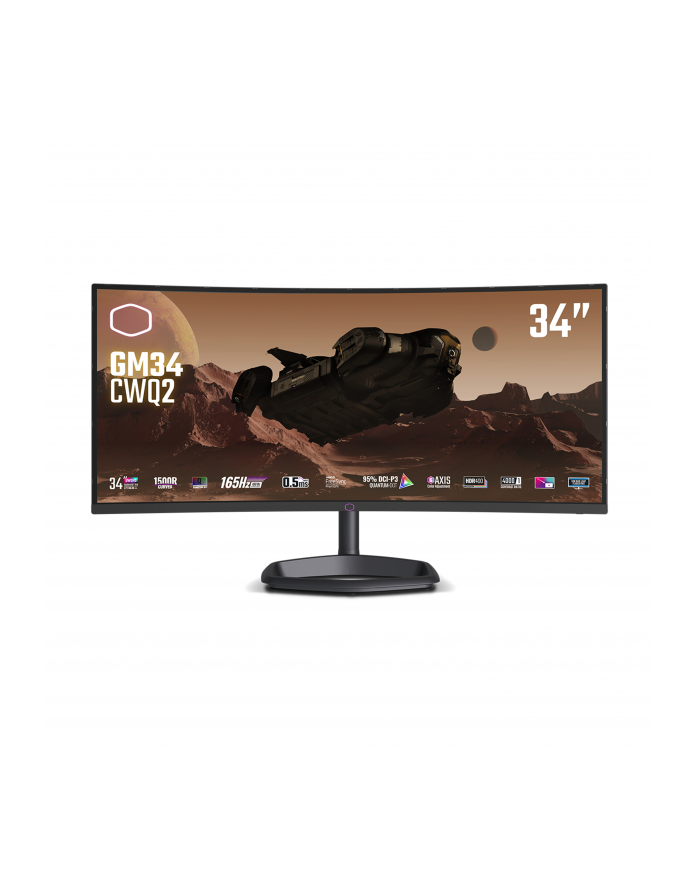 cooler master Monitor 34 cale GM34-CWQ2 UWQHD 180 Hz HDMI DP USB-C USB-B kontrola wysokości 0-80 mm Głośnik główny