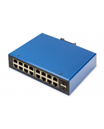 DIGITUS Przemysłowy, zarządzany przełącznik Gigabit Ethernet PoE, 16+2 porty, L2  DN-651159