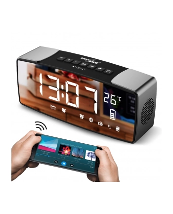Radiobudzik bluetooth GreenBlue, FM, aux-in, 6W, temperatura, alarm, zegar, akumulator 2200mAh, GB200 nr 1