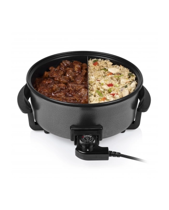 TRISTAR Trójgwiazda - wielofunkcyjna patelnia grillowa XL | PZ-9135 | Średnica 30 cm | Grill | 1500 W | Pokrywka w zestawie | Uchwyt stały | Czarny nr 2