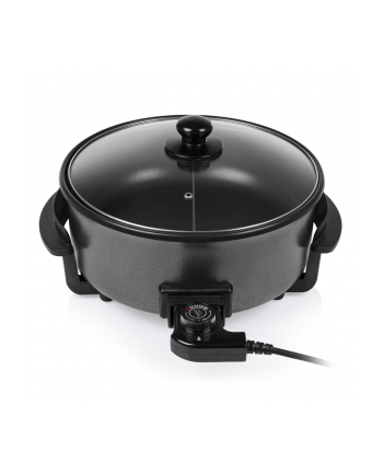 TRISTAR Trójgwiazda - wielofunkcyjna patelnia grillowa XL | PZ-9135 | Średnica 30 cm | Grill | 1500 W | Pokrywka w zestawie | Uchwyt stały | Czarny