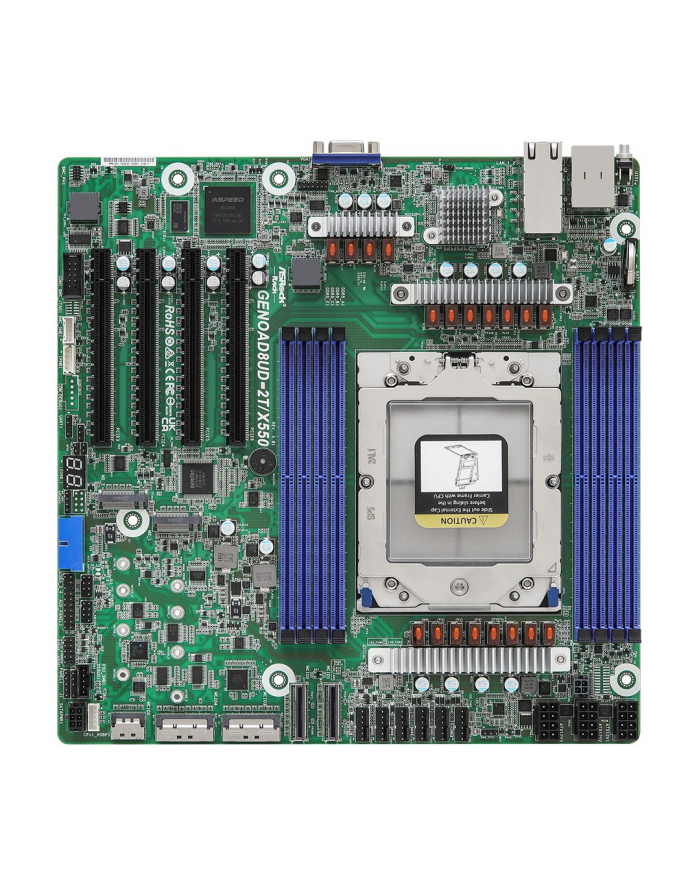 Płyta główna ASRock GENOAD8UD-2T/X550 1x SP5 AMD Epyc 9004 SoC (8xDIMM, SATA, 2xM2, 2x10GbE, IPMI) główny