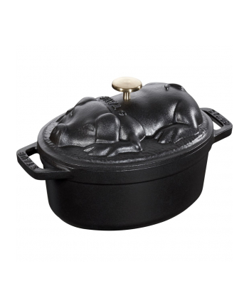 zwilling Garnek żeliwny owalny prosię Staub - 1 ltr, Czarny