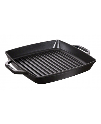 zwilling Kwadratowa patelnia żeliwna grillowa Staub z dwoma uchwytami - 28 cm, Czarny