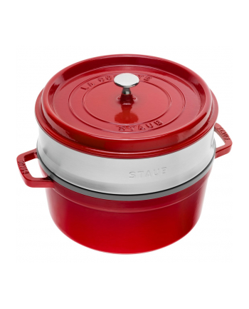 no name Garnek żeliwny okrągły z wkładem Staub - 38 ltr, Czerwony