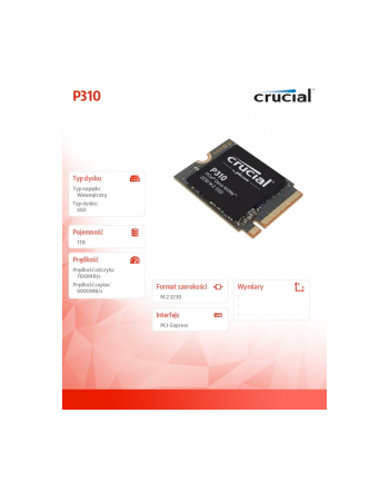 crucial Dysk SSD P310 1TB M.2 NVMe 2230 PCIe 4.0 7100/6000