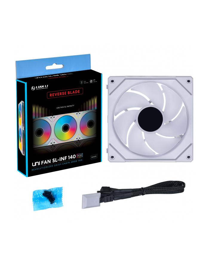 Lian Li UNI FAN SL-INF 140 ARGB Wentylator PWM z odwróconymi łopatkami - 140mm, biały główny