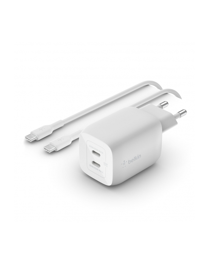 BELKIN ŁADOWARKA 65W DUAL USB-C GAN KABEL 2M BIAŁA główny