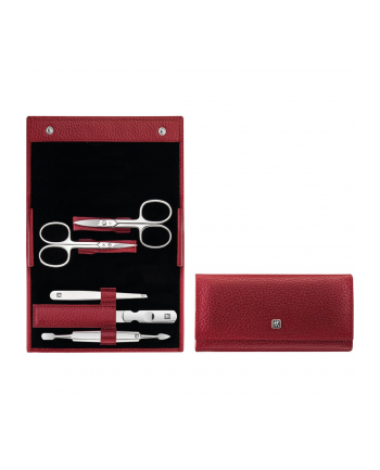 no name Zestaw do manicure Zwilling Classic Inox – czerwone, skórzane etui, 5 elementów - Czerwony