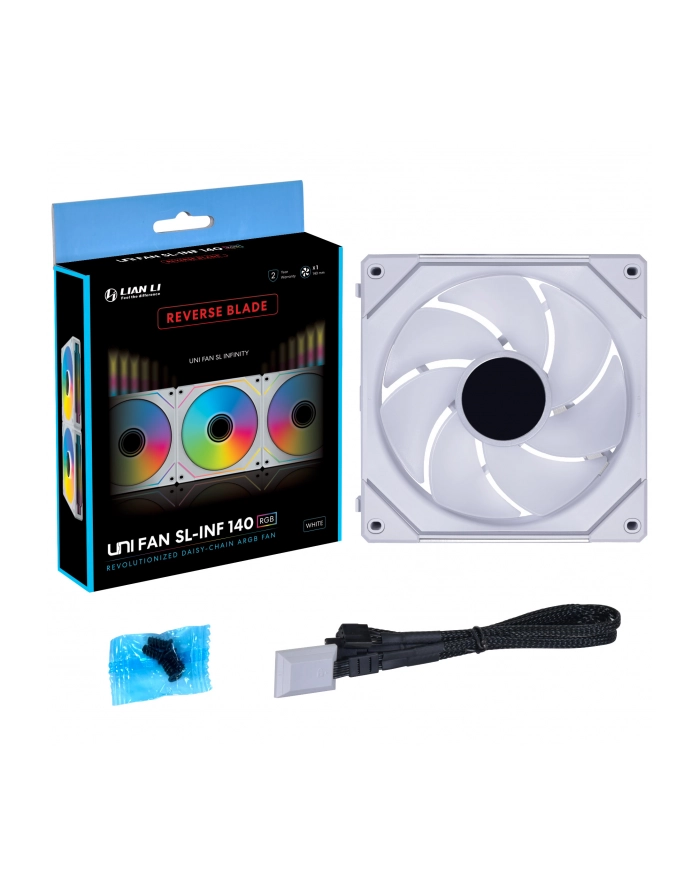 Lian Li UNI FAN SL-INF 140 ARGB Wentylator PWM z odwróconymi łopatkami - 140mm, biały główny