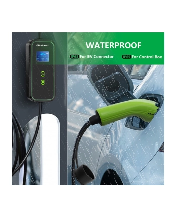 Ładowarka Qoltec do samochodu elektrycznego EV z regulacją 2w1 Typ2 | 11kW | CEE 5 PIN | LCD | 3 fazy | Przenośna | Wallbox | 5m nr 1