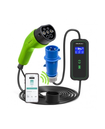 Ładowarka Qoltec do samochodu elektrycznego EV z regulacją 2w1 Typ2 | 7kW | 230V | CEE 3 PIN | Wi-Fi | LCD | Przenośna | Wallbox | 5m nr 1