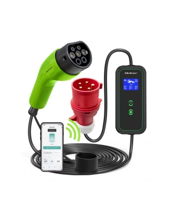 Ładowarka Qoltec do samochodu elektrycznego EV z regulacją 2w1 Typ2 | 11kW | CEE 5 PIN | Wi-Fi | LCD | 3 fazy | Przenośna | Wallbox | 5m nr 1