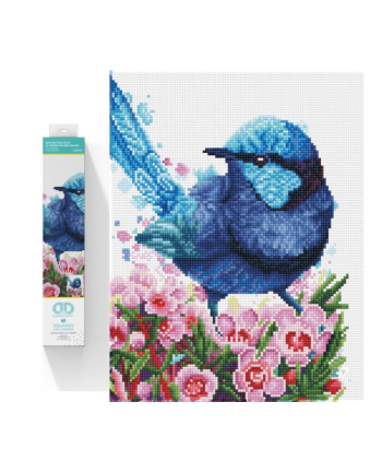 dante Haft diamentowy Diamond Dotz Diamentowa mozaika Niebieski ptaszek w kwiatach Splendid Fairy Wren 35x43cm DQ10023