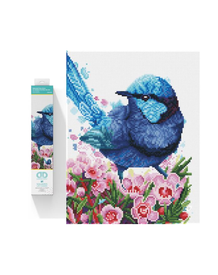 dante Haft diamentowy Diamond Dotz Diamentowa mozaika Niebieski ptaszek w kwiatach Splendid Fairy Wren 35x43cm DQ10023 główny