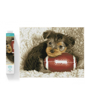 dante Haft diamentowy Diamond Dotz Diamentowa mozaika Footy Pup Szczeniak z piłką do rugby 49x40cm DQ8017