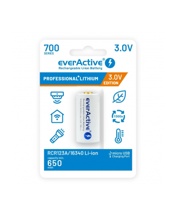 everactive Akumulator 16340 3V Li-ion 700 mAh micro USB